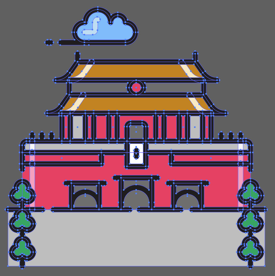 Forbidden City vector illustration