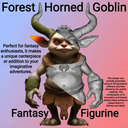 Orman Boynuzlu Goblin 3D Baskı Modeli - Fantezi Masaüstü Minyatür STL Dosyası