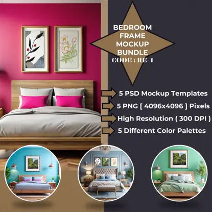 Frame Mockup Bundle Code RE-1 | Bedroom Design