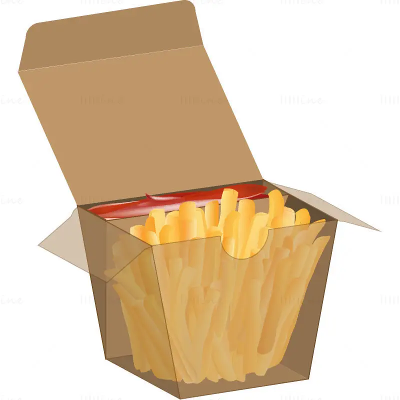 French fries fast food packaging box dieline vector