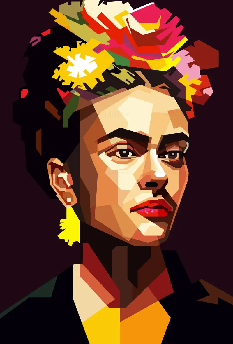 Frida Kahlo umetniška slika retro umetniškega vektorja