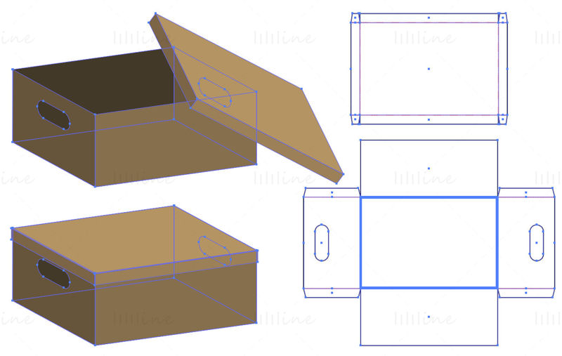Șablon vectorial cu model de cutie cu telescop complet