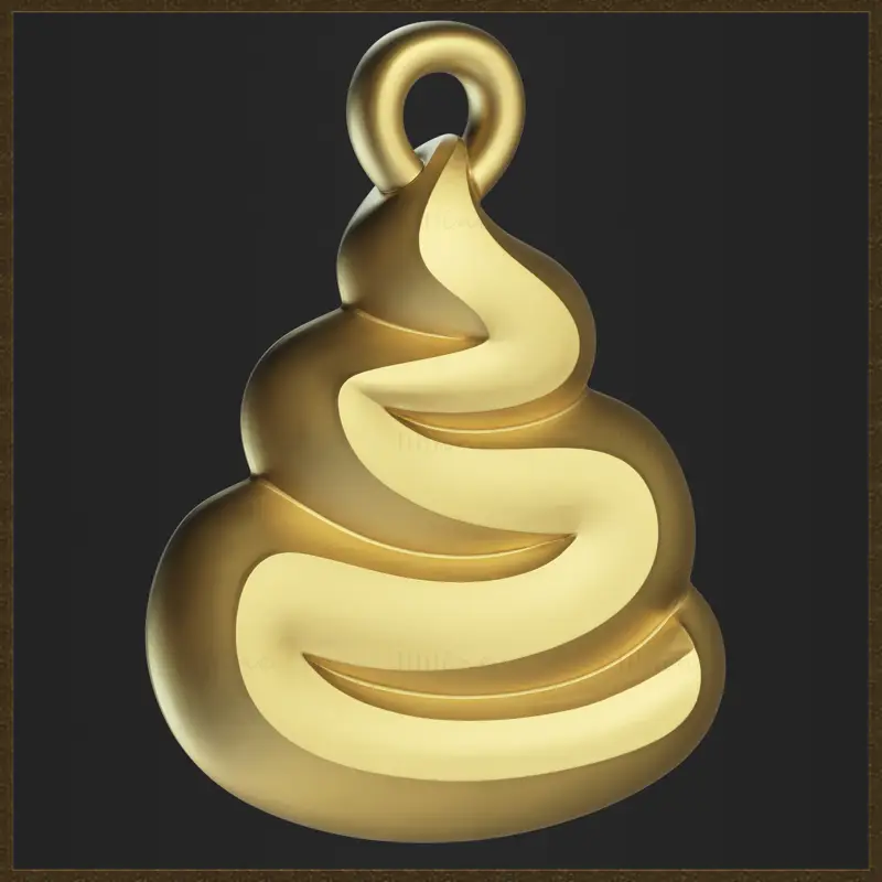 Modello di stampa 3D di design di gioielli con simbolo di cacca divertente