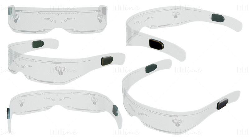 Futuristic Cyberpunk Sci-fi Glasses 3D Model