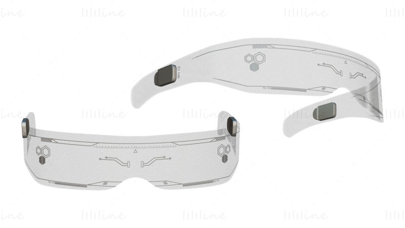 Futuristic Cyberpunk Sci-fi Glasses 3D Model