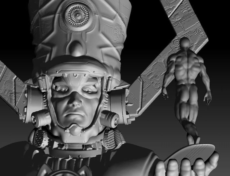 Galactus with Silver Surfer Statues 3D Model Ready to Print