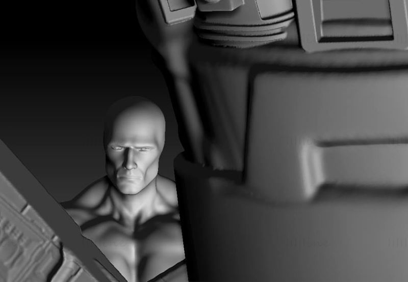 Galactus met zilveren surfer-standbeelden 3D-model Klaar om af te drukken