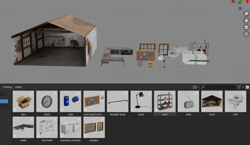 Garage kits Assets Blender 3D Scene