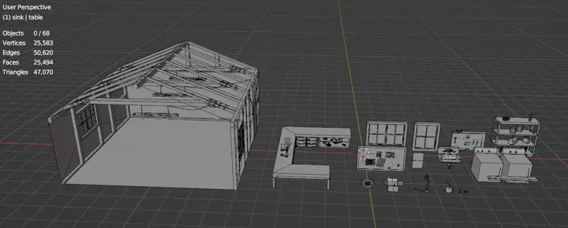 Kits de garage Assets Blender Scène 3D