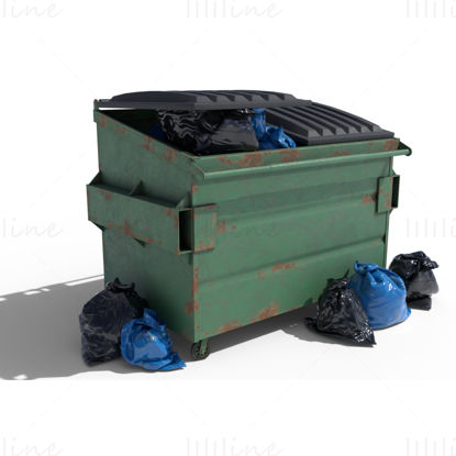 Garbage Dumpster with Bags 3d model