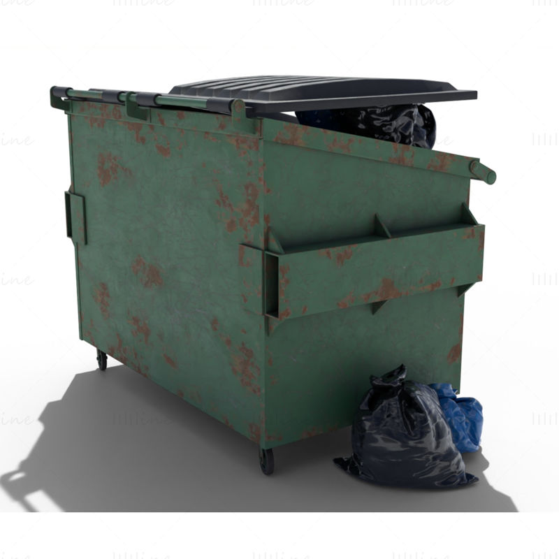 3д модель мусорной корзины с мешками