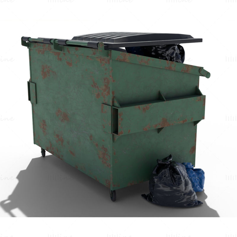 Garbage Dumpster with Bags 3d model