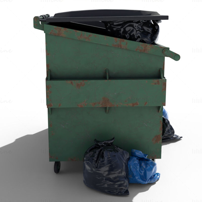 Garbage Dumpster with Bags 3d model