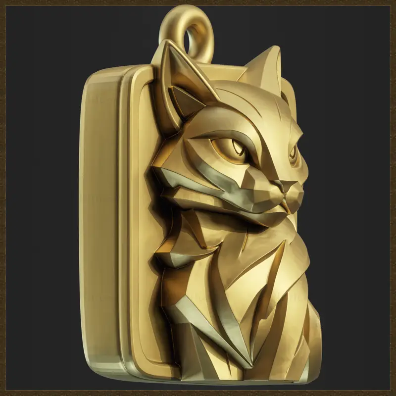 Geometrisches Katzenanhänger-Schmuckdesign 3D-Druckmodell