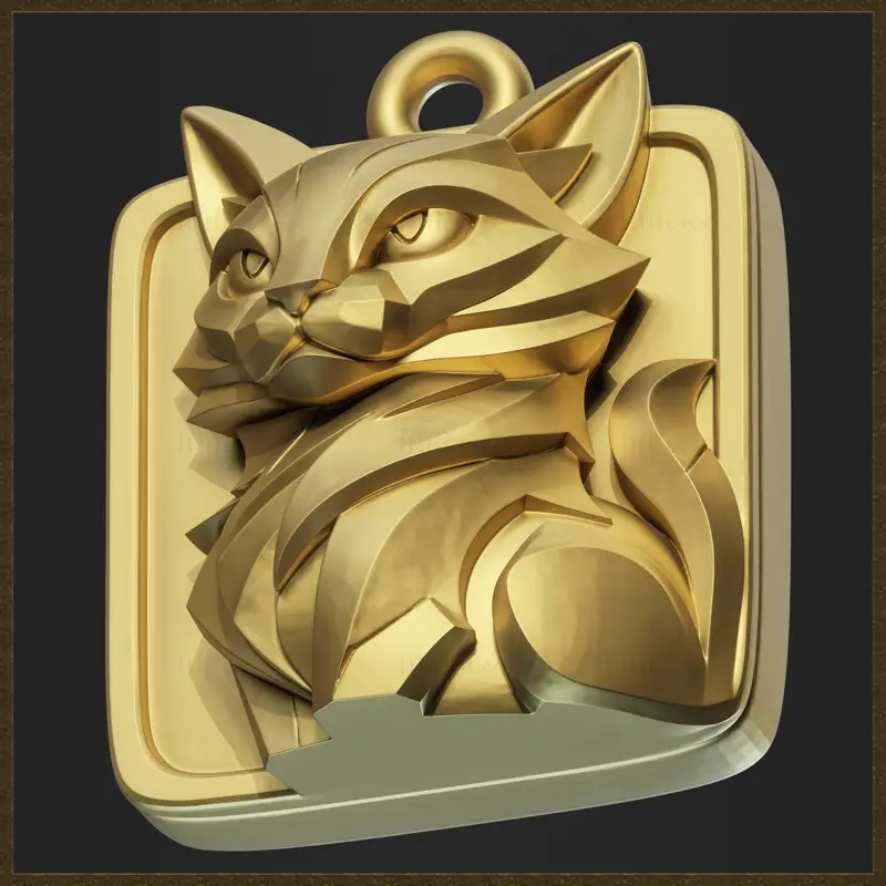Geometrisches Katzenanhänger-Schmuckdesign 3D-Druckmodell