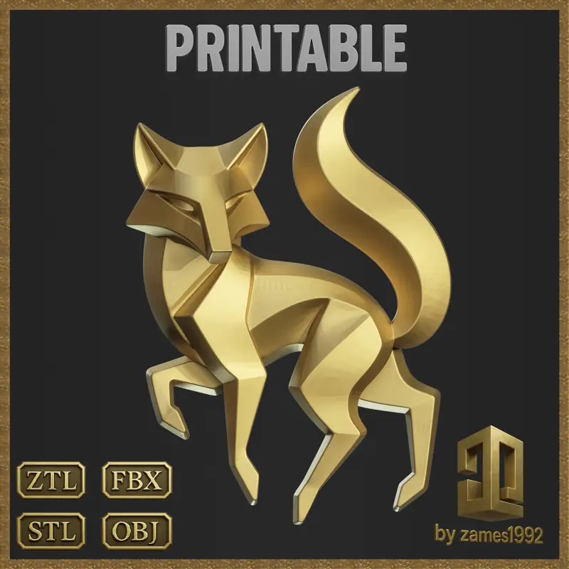 Geometric Fox 3D Print Model