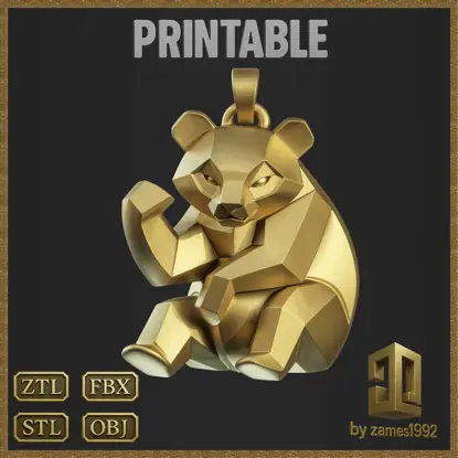 Geometrisches Panda-Charm-Schmuckdesign 3D-Druckmodell
