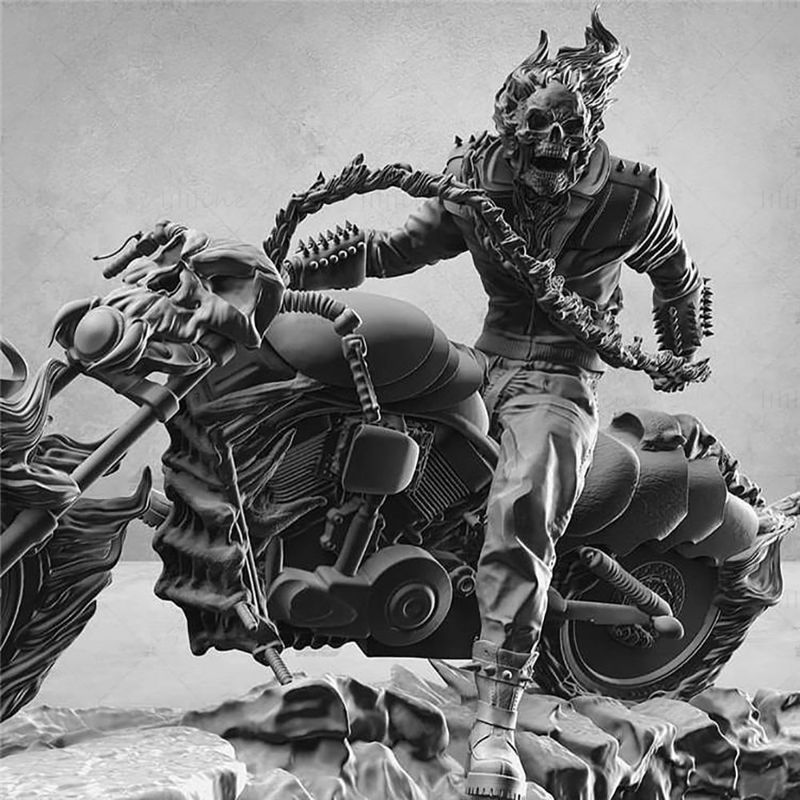 Ghost Rider auf dem Motorrad 3D-Modell zum Drucken bereit