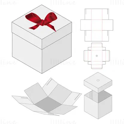 Gift box dieline die cutting line vector eps