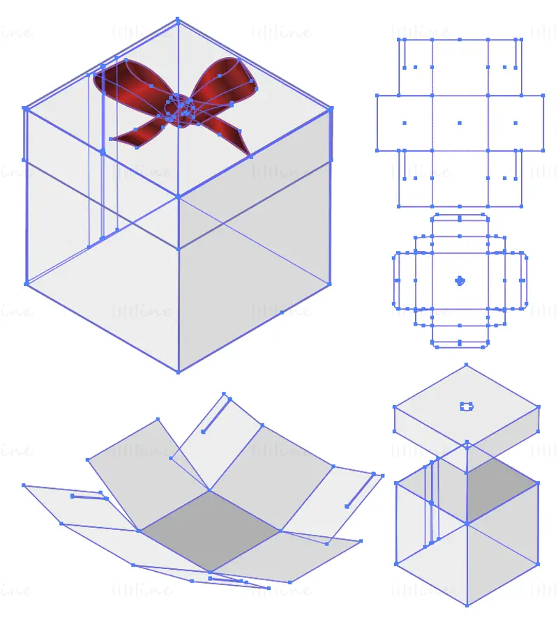 Подаръчна кутия dieline линия за рязане векторни eps