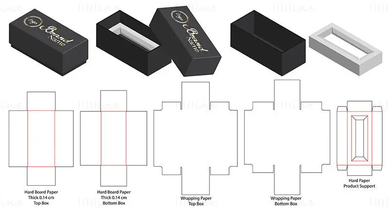 Gift box with product support dieline vector