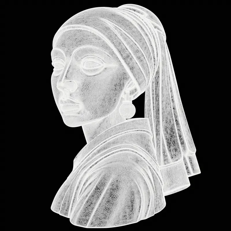 真珠の耳飾りの少女の彫刻3Dプリントモデル