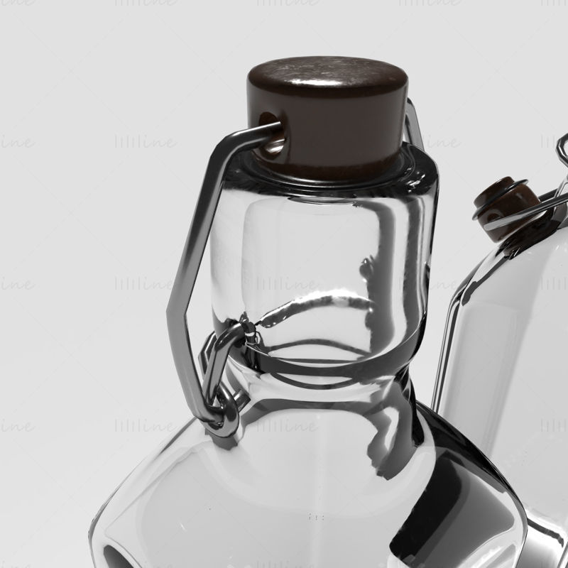 Стеклянная бутылка 3D модель