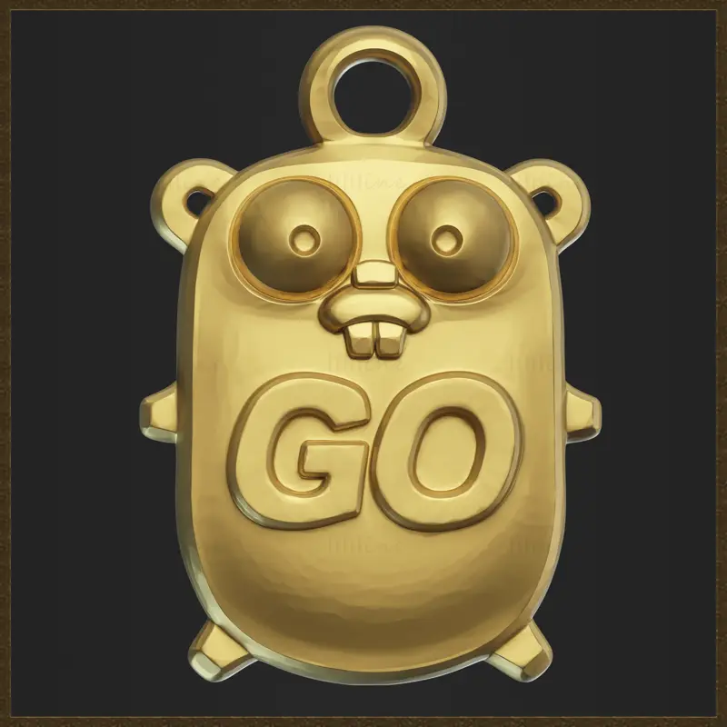 Go-Programmier-Maskottchen-Anhänger-Schmuckdesign 3D-Druckmodell