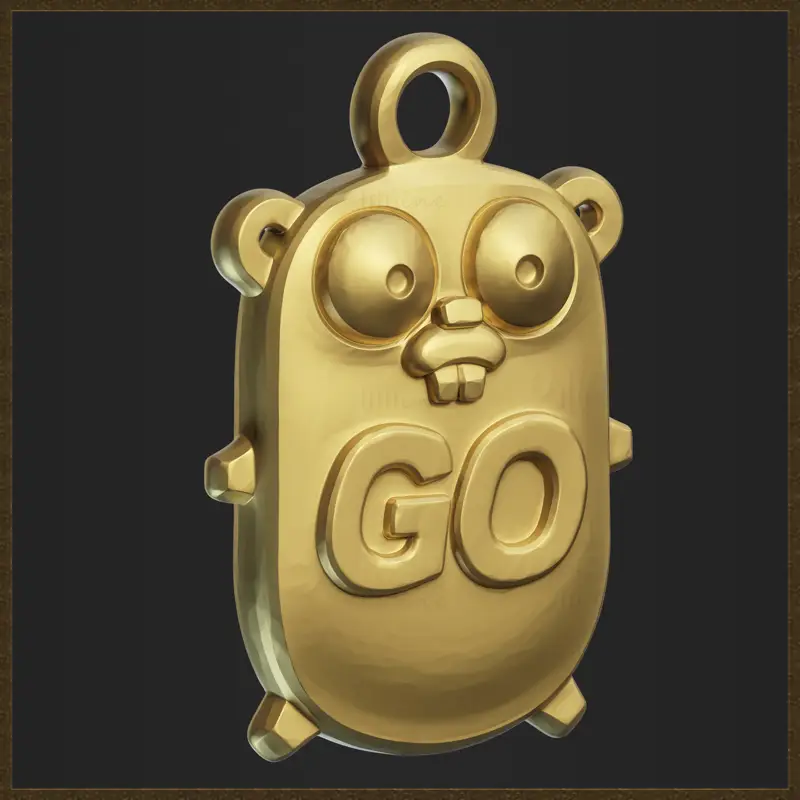 Go-Programmier-Maskottchen-Anhänger-Schmuckdesign 3D-Druckmodell