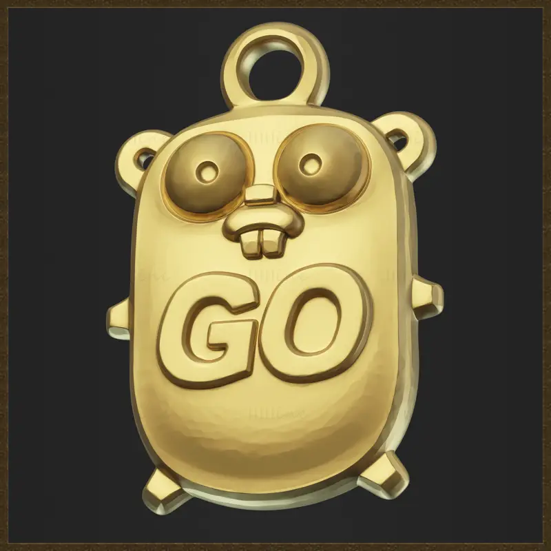 Go-Programmier-Maskottchen-Anhänger-Schmuckdesign 3D-Druckmodell