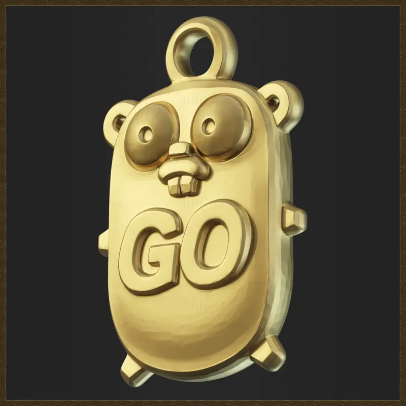 Go-Programmier-Maskottchen-Anhänger-Schmuckdesign 3D-Druckmodell