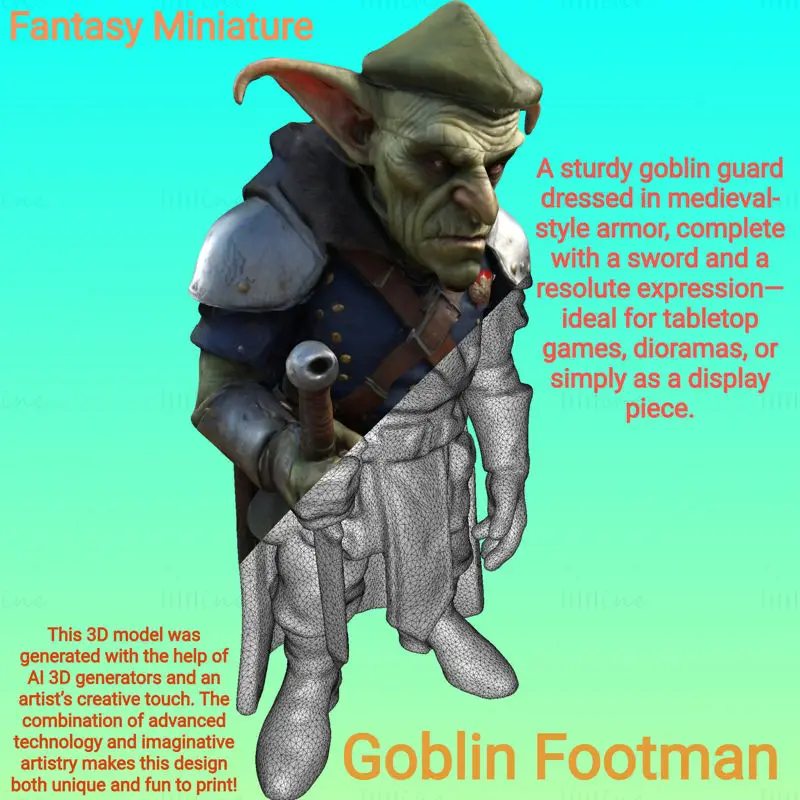 Model de imprimare 3D Goblin Footman