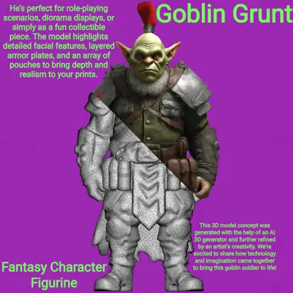 Goblin Grunt 3D-Druckmodell für Tabletop-Gaming und Sammler