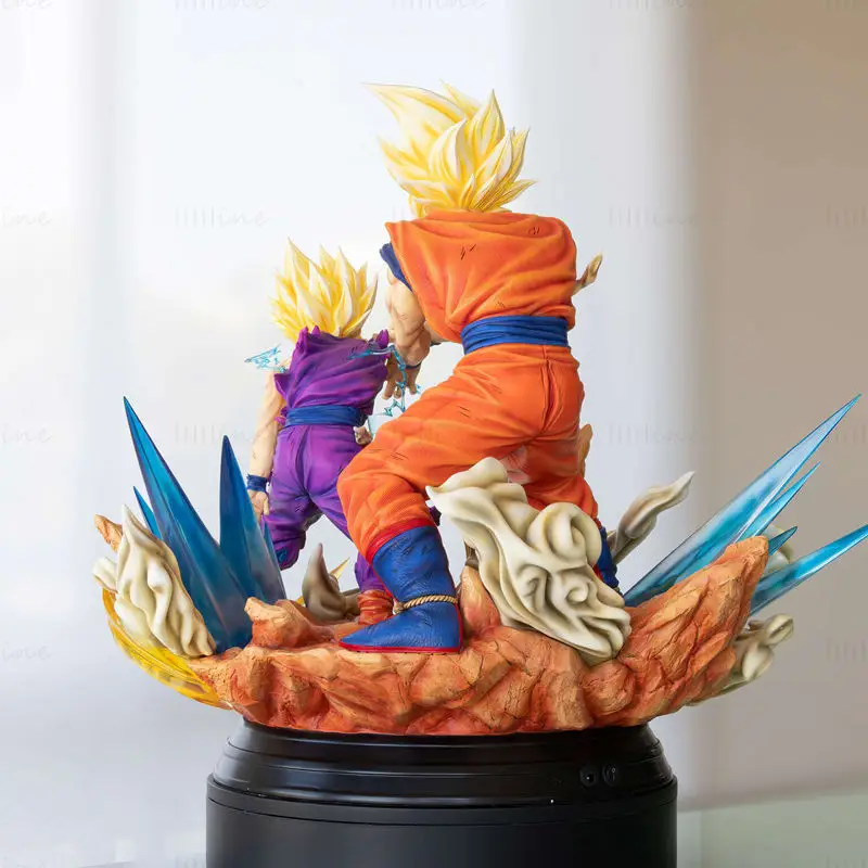 Goku and Gohan – Father and Son Kamehameha 3D Printing Model STL