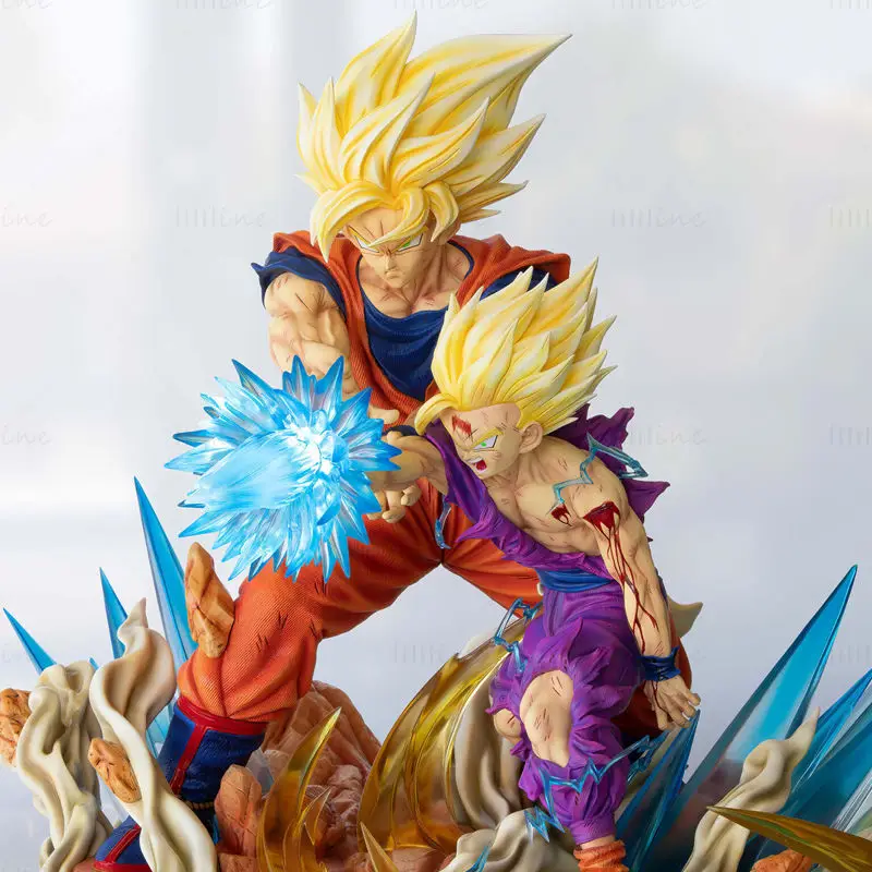 Goku and Gohan – Father and Son Kamehameha 3D Printing Model STL