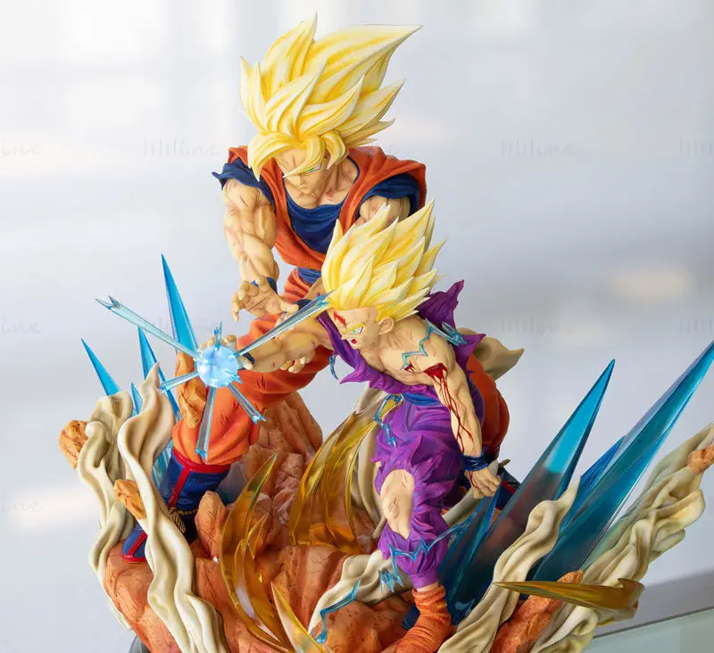 Goku and Gohan – Father and Son Kamehameha 3D Printing Model STL