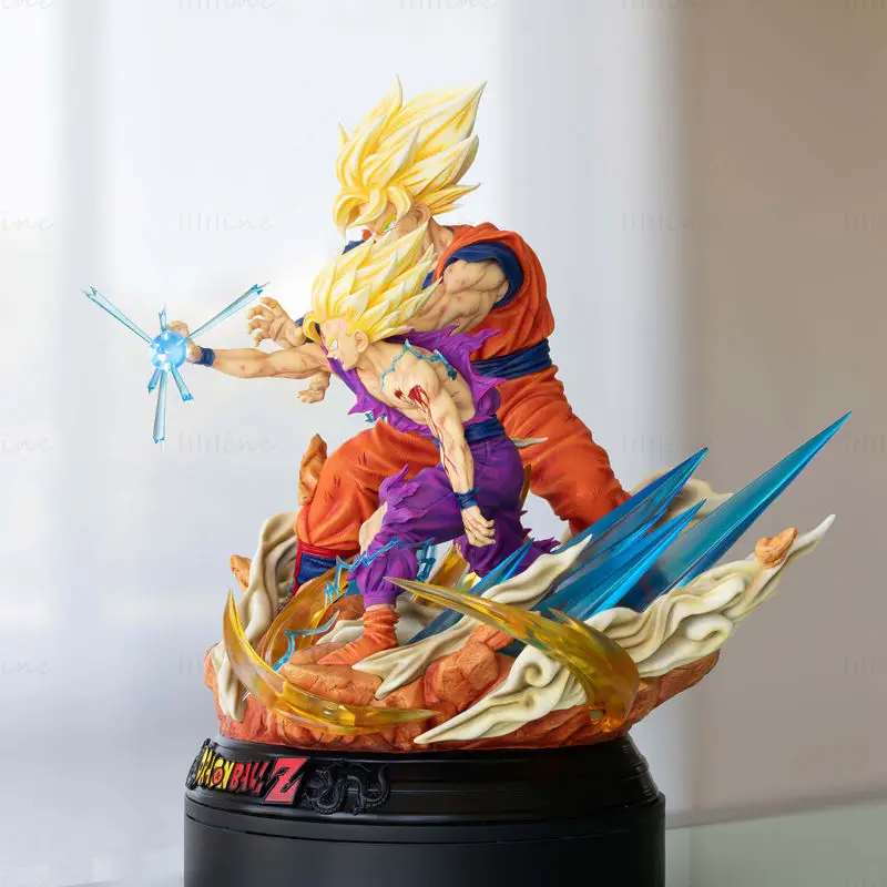 Goku and Gohan – Father and Son Kamehameha 3D Printing Model STL