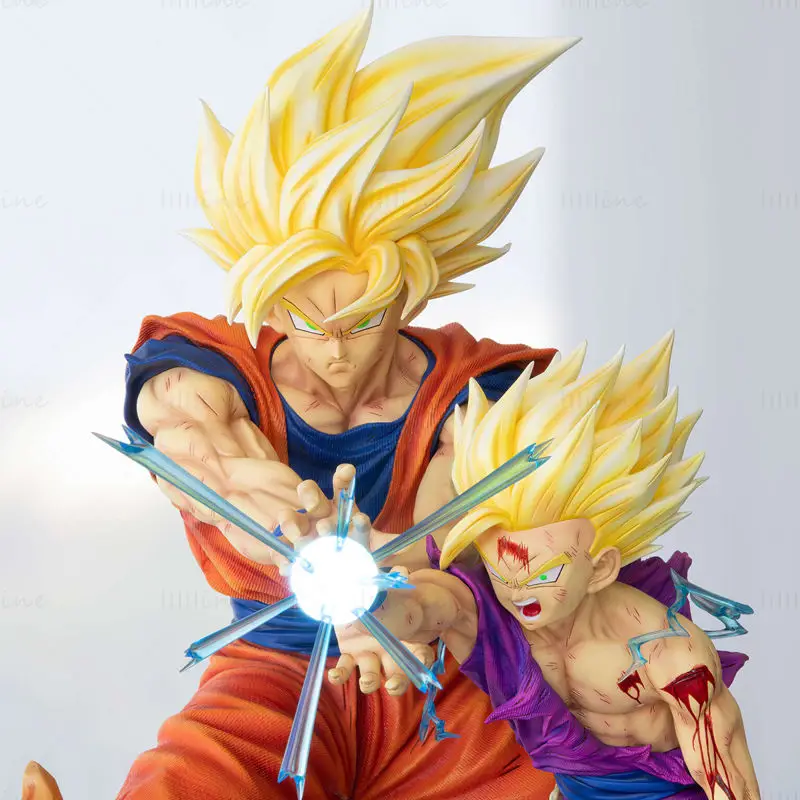 Goku and Gohan – Father and Son Kamehameha 3D Printing Model STL