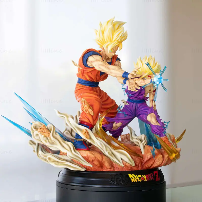 Goku and Gohan – Father and Son Kamehameha 3D Printing Model STL