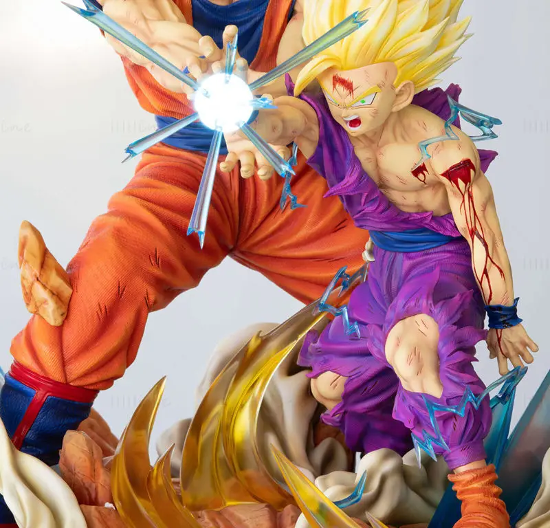 Goku and Gohan – Father and Son Kamehameha 3D Printing Model STL