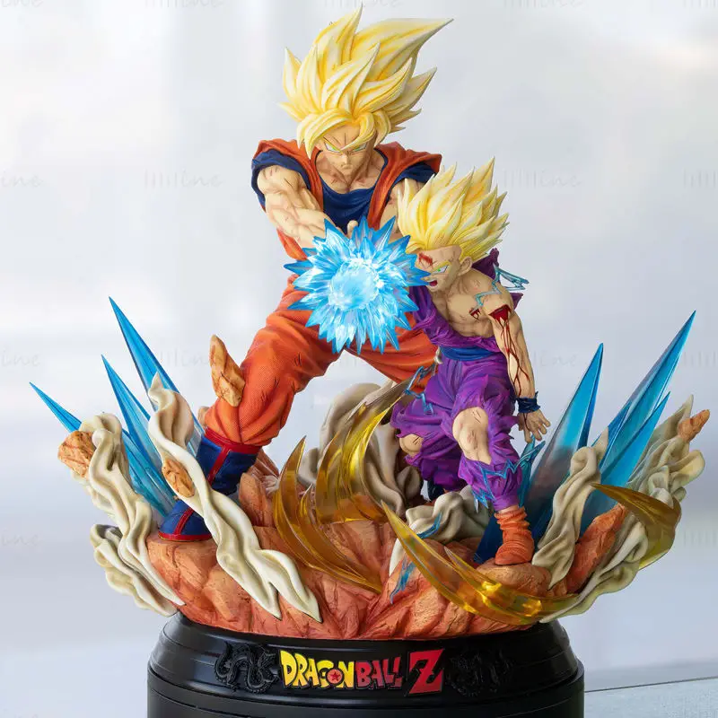 Goku and Gohan – Father and Son Kamehameha 3D Printing Model STL