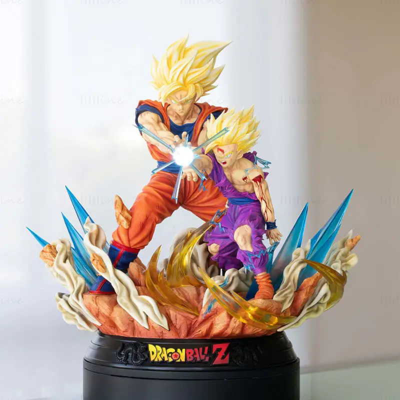 Goku and Gohan – Father and Son Kamehameha 3D Printing Model STL