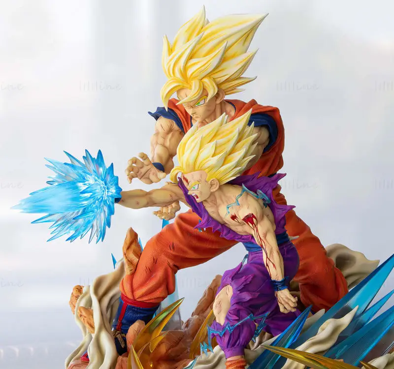 Goku and Gohan – Father and Son Kamehameha 3D Printing Model STL