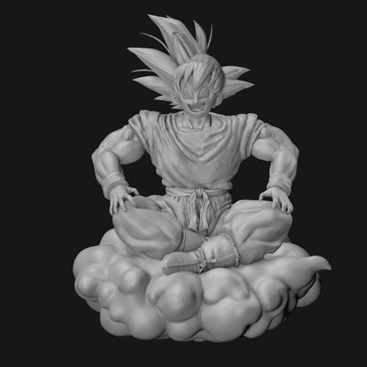 Goku on Flying Cloud 3d print model STL