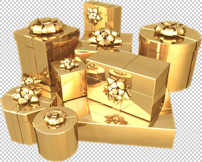 Goldene Geschenkbox png