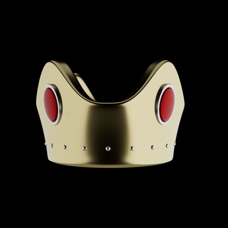 Golden crown with rubies 3D model