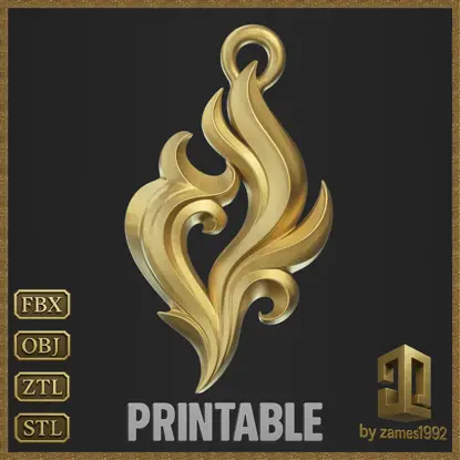Golden Fire Decorative Pendant Jewelry Design 3D Print Model