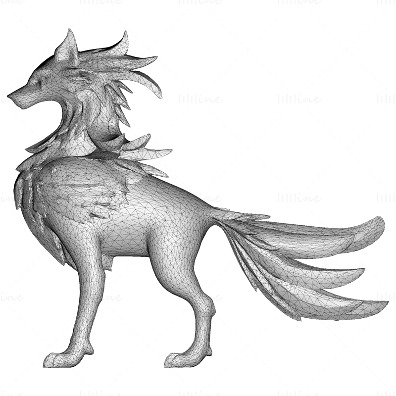 Modèle d'impression 3D du loup gardien doré