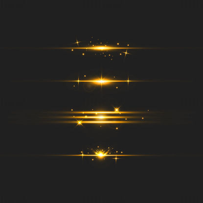 Golden light effect star halo rays vector