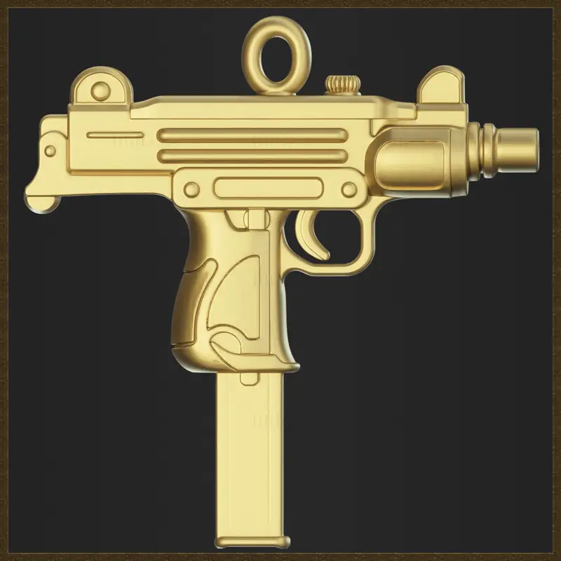 Goldenes Ornament-Schmuckdesign für Uzi-Maschinenpistolen, 3D-Druckmodell